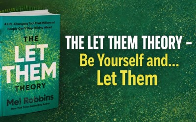 The Let Them Theory by Mel Robbins book cover with headline “Be Yourself and… Let Them” on green background